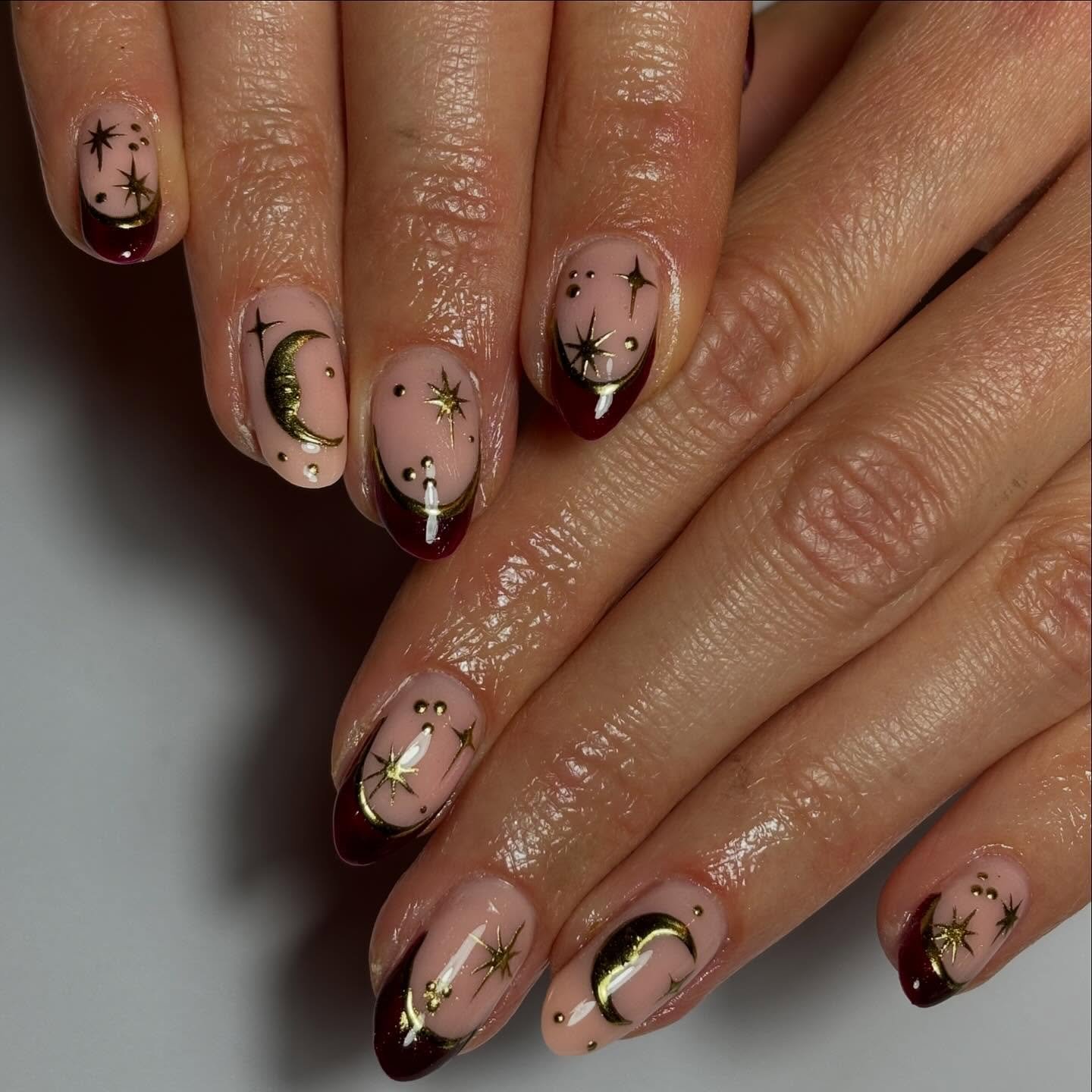 Nude Almond Nails with Black Celestial Sketches — DBV0QfLM3gwA Nail Artist.jpg