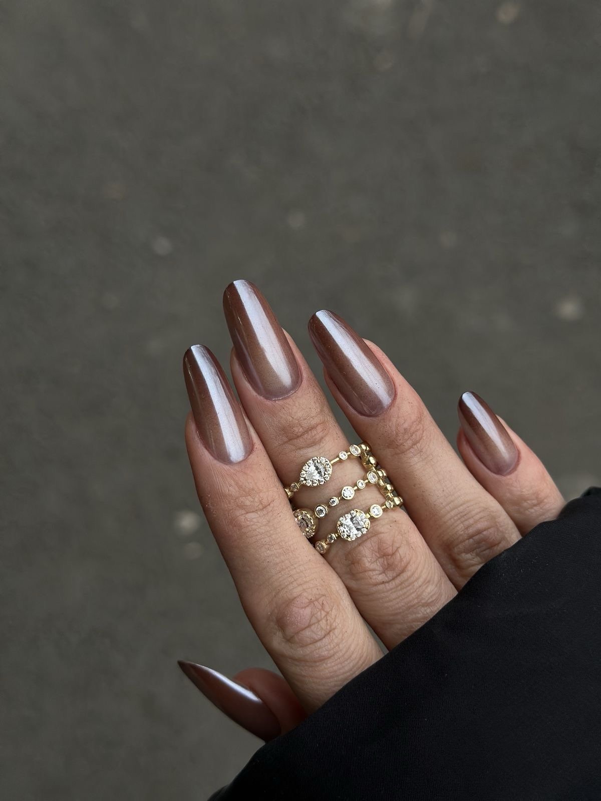 Long Almond Deep Chocolate Chrome