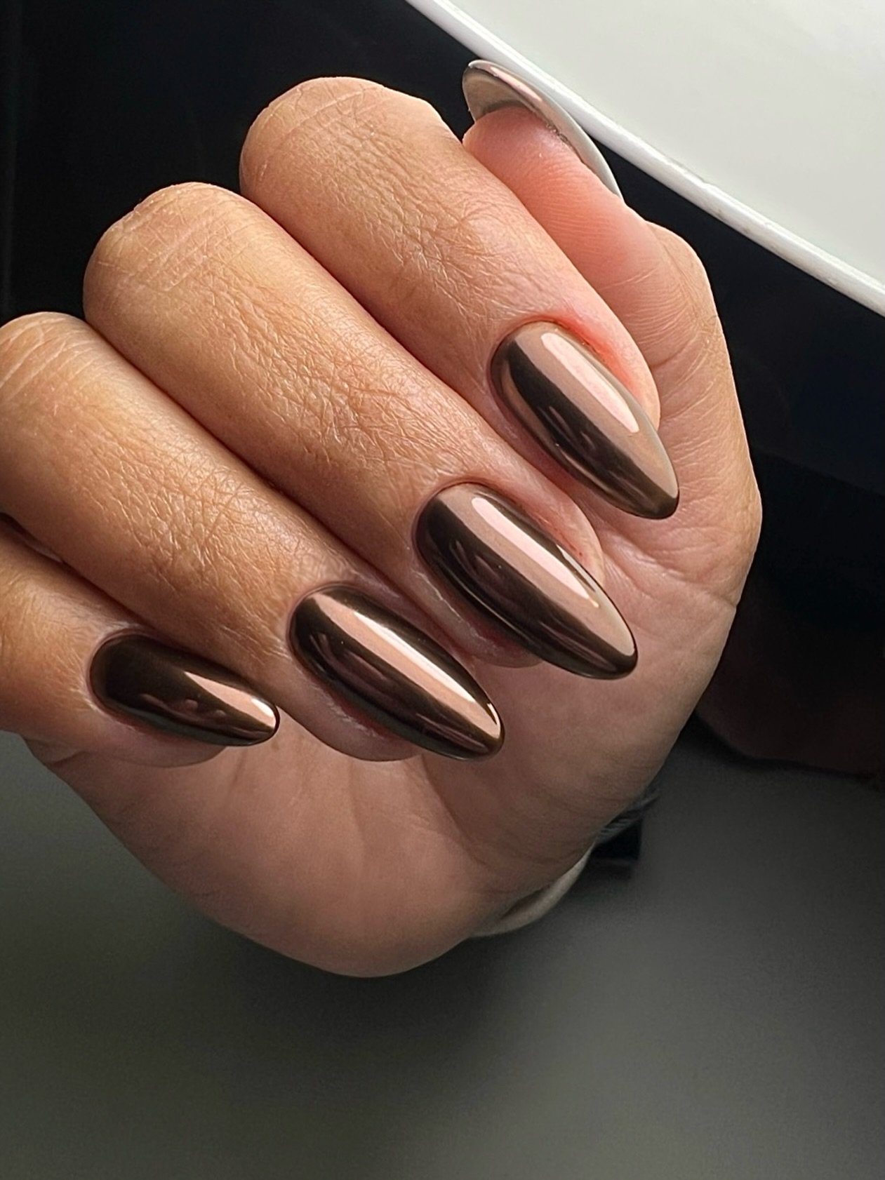 Medium Almond Chocolate Chrome with Mirror-Like Shine