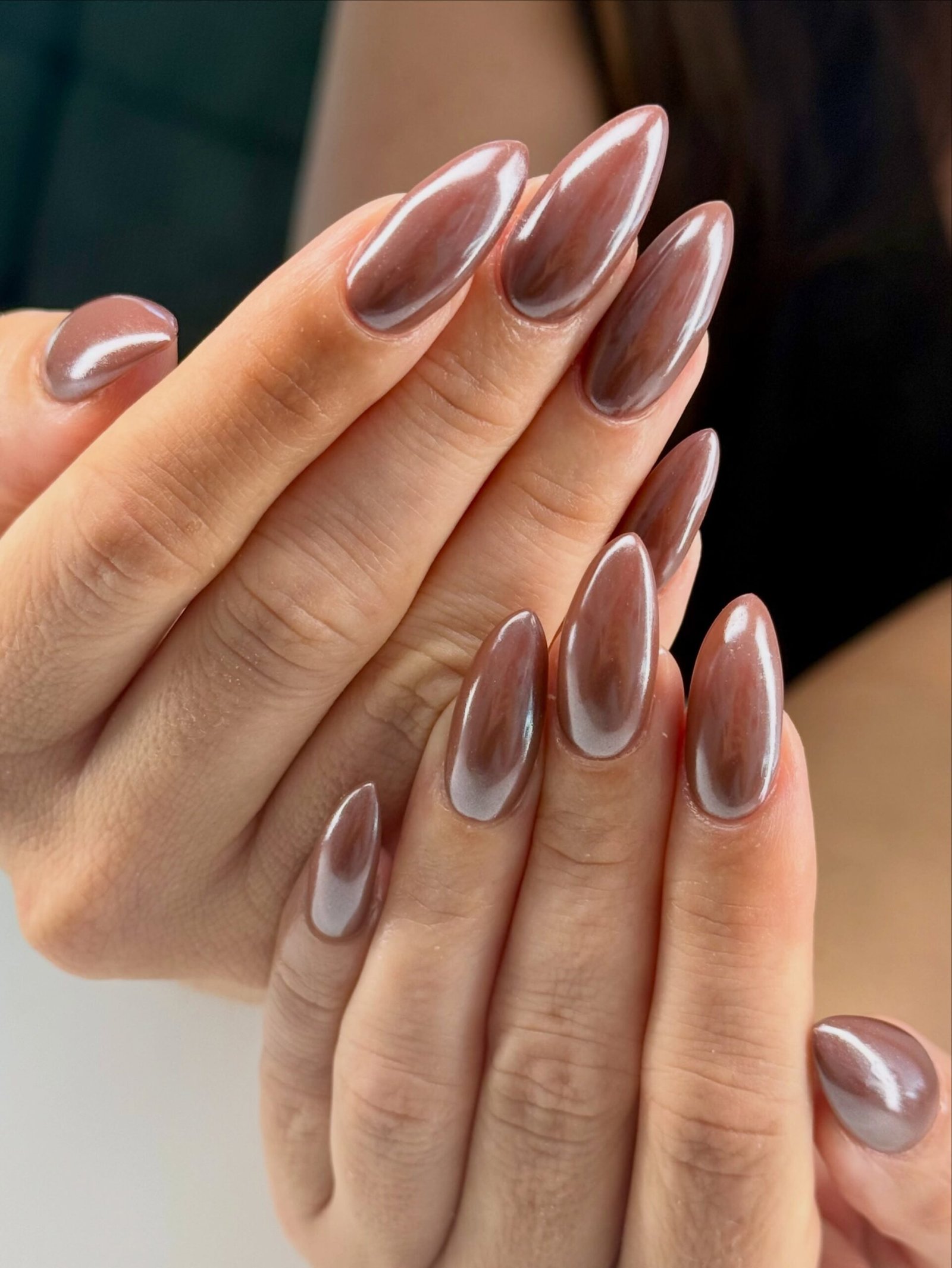 Long Almond Rose-Brown Chrome
