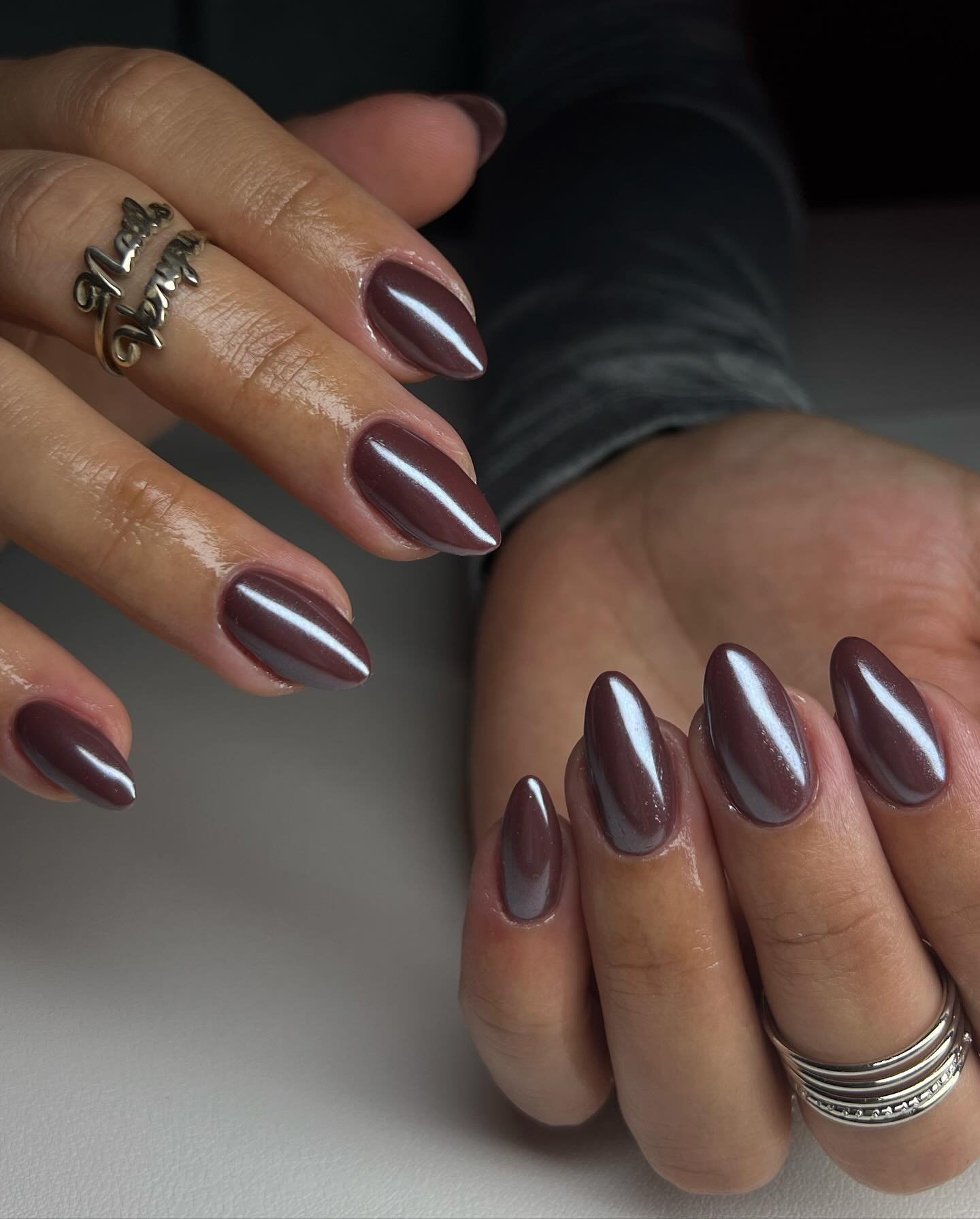 Medium Almond Taupe-Brown Chrome