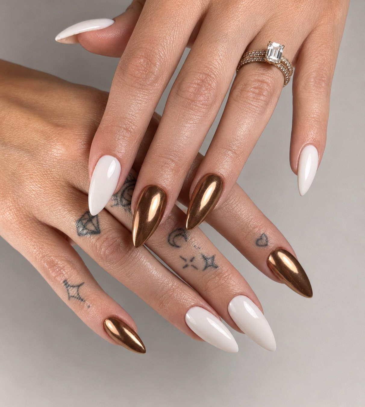 Long Almond Taupe-Brown Chrome