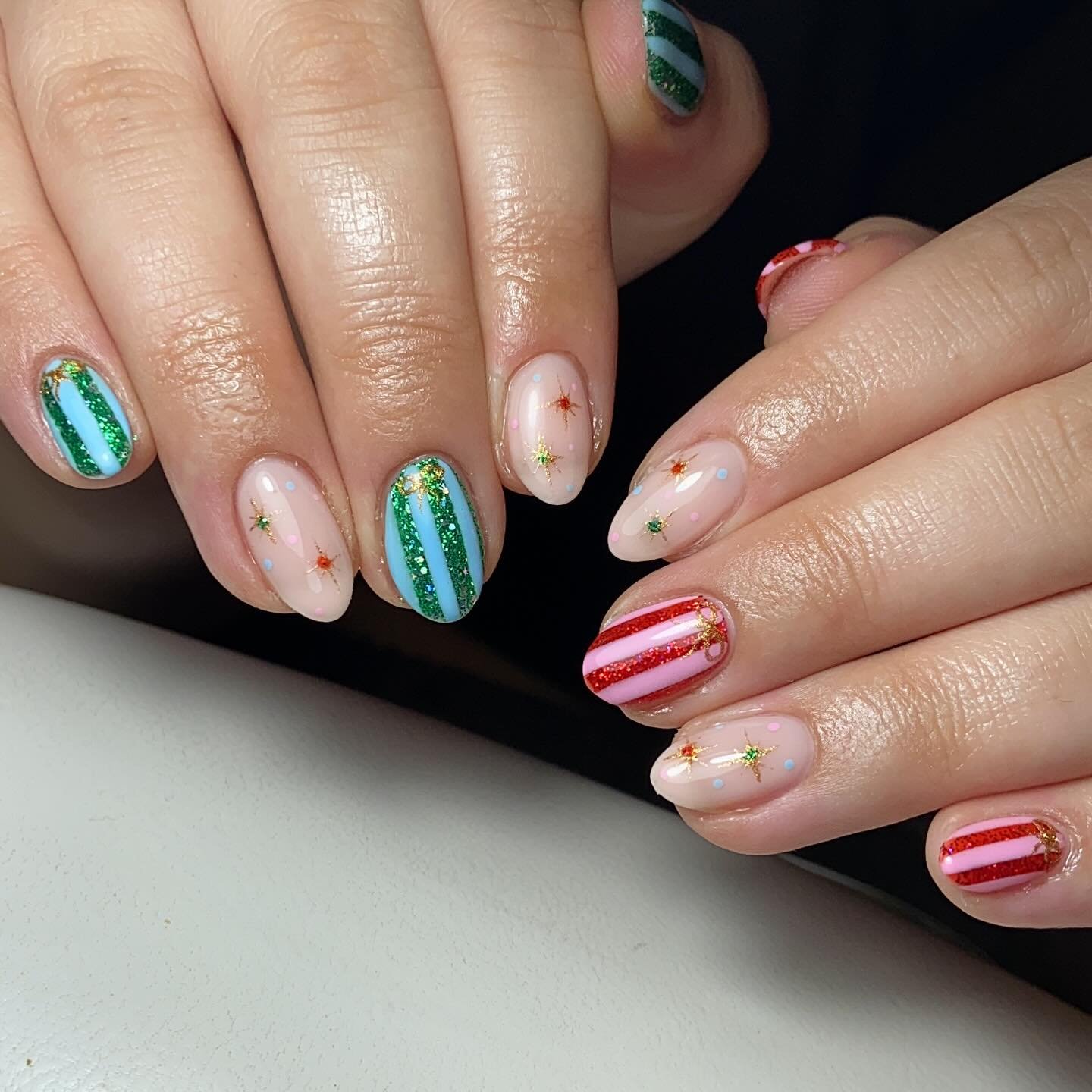 Colorful Christmas Mix with Candy Canes, Bows, Stars and Ornaments