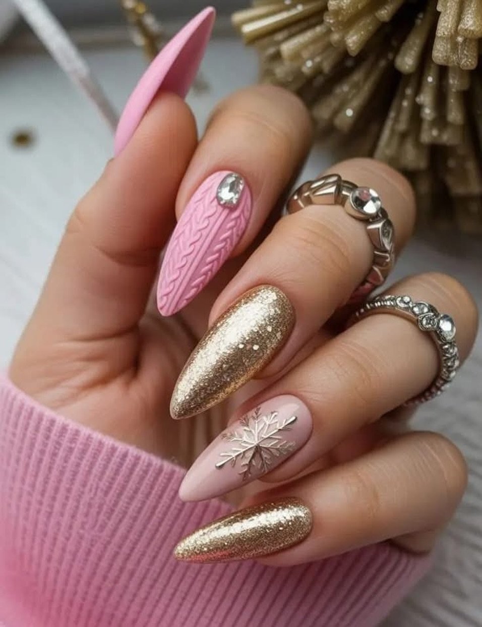 Colorful Candy-Swirl Christmas Nails
