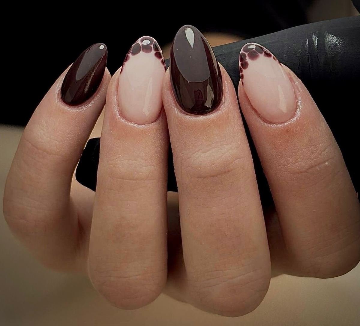 Short Brown French Tip Nails
