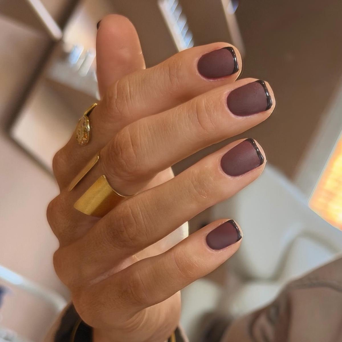 Short Rounded Brown Nails