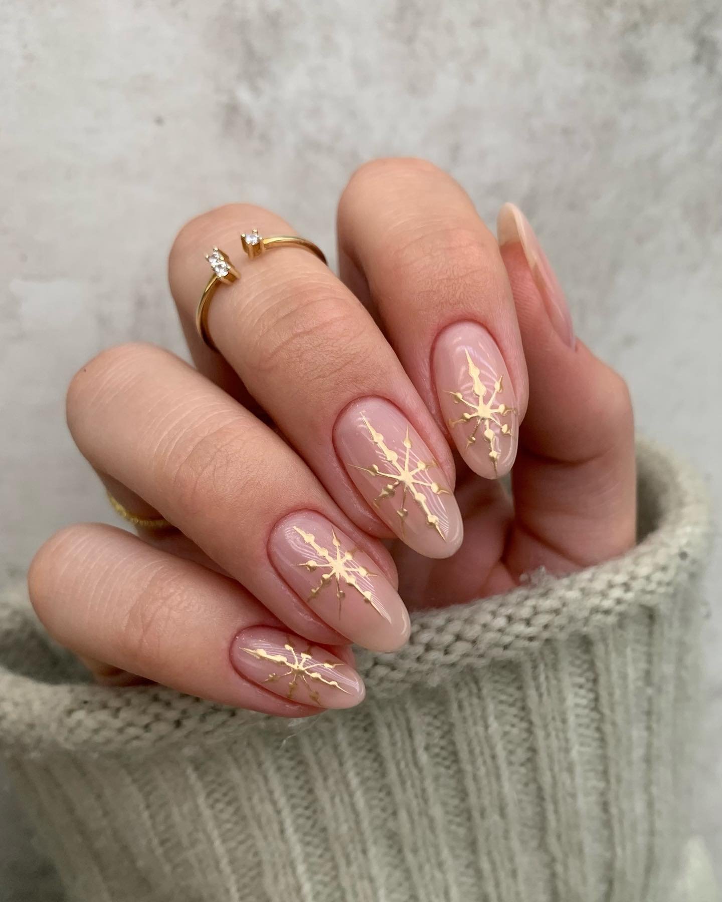 Green Glitter Nails with Red and Gold Holiday Details