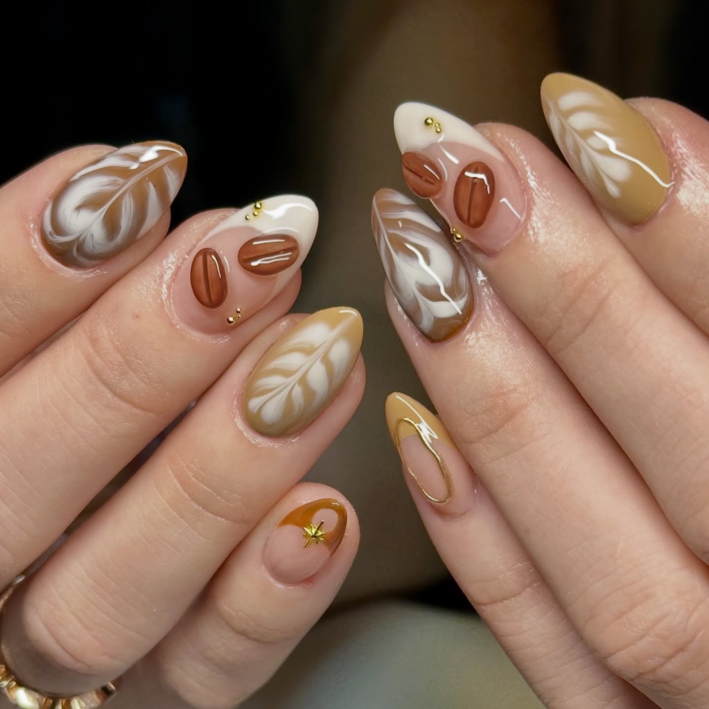 Neutral Latte Swirls with Coffee-Bean Accents