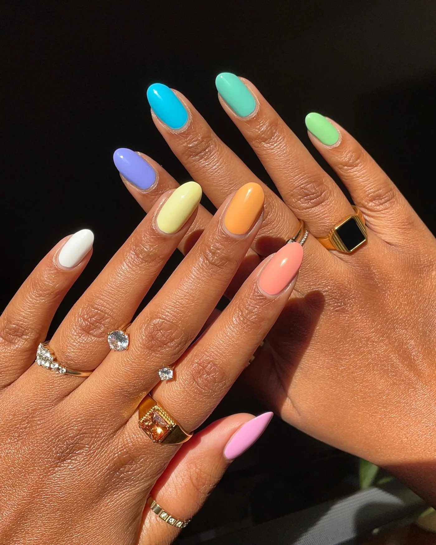 Colorful Long Almond Nails in Pastel and Bright Shades — CbAm4XtueycMelanated Mani aka Anna.jpg