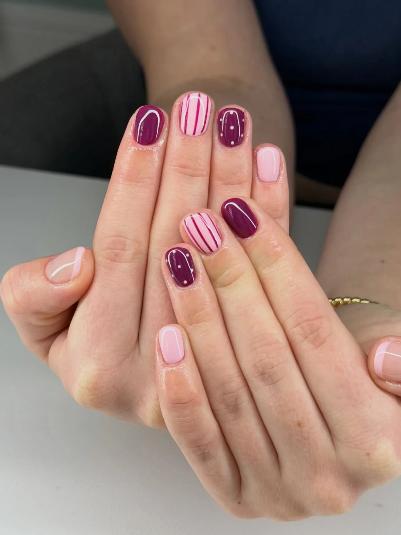 Pink and Purple Short Nails with Graphic Accents — DVJJf8dDpLjHadley Dunn KY Nail Tech.jpg
