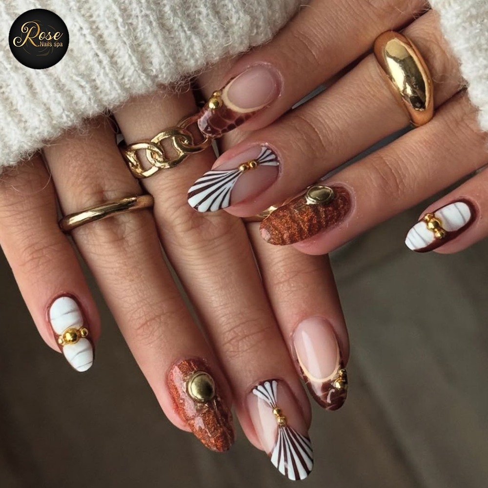 Cream mocha nail design 25 - DaaslFFDroNRose Nails & Spa