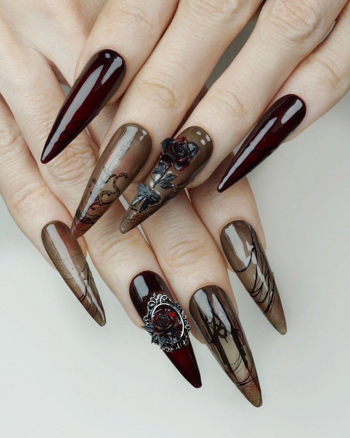 Dark Academia Nails design 2 — DKcj04uRRTeDo.NailsArt Press On Nails Artist.jpg