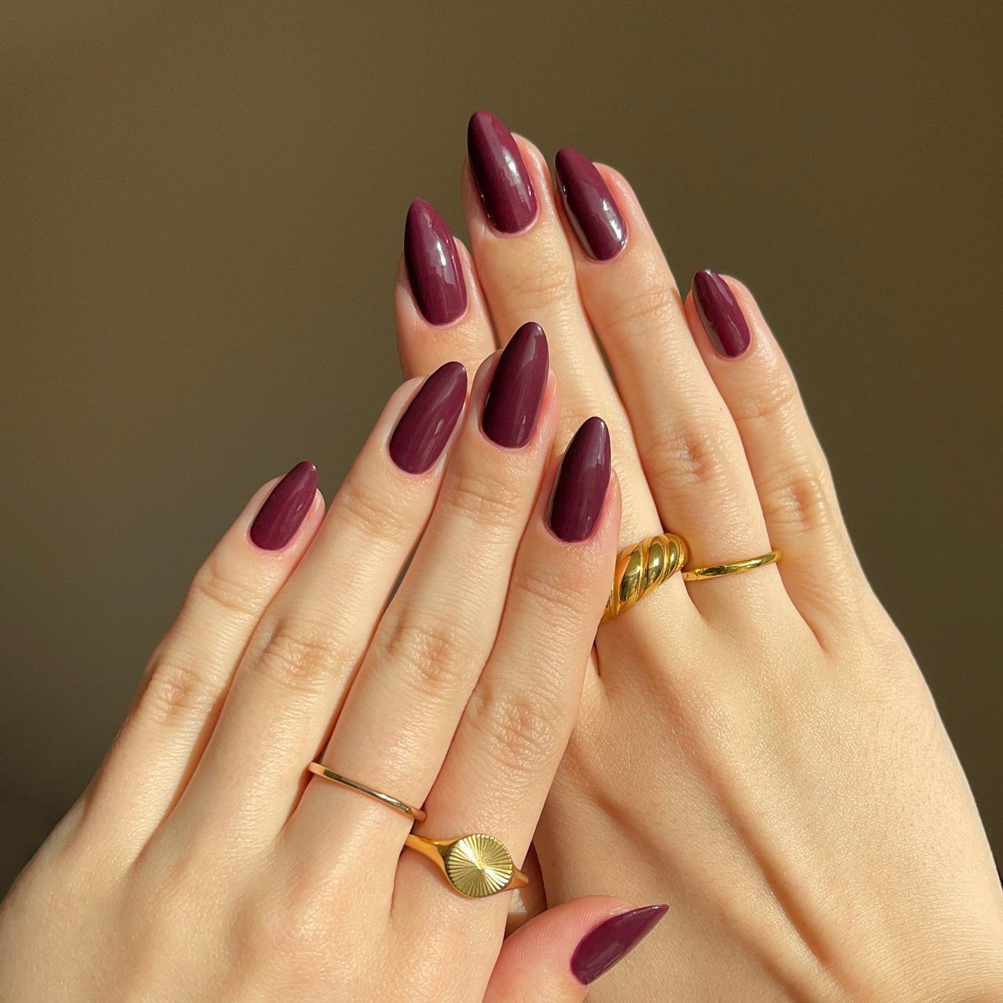 Deep Plum Almond Nails