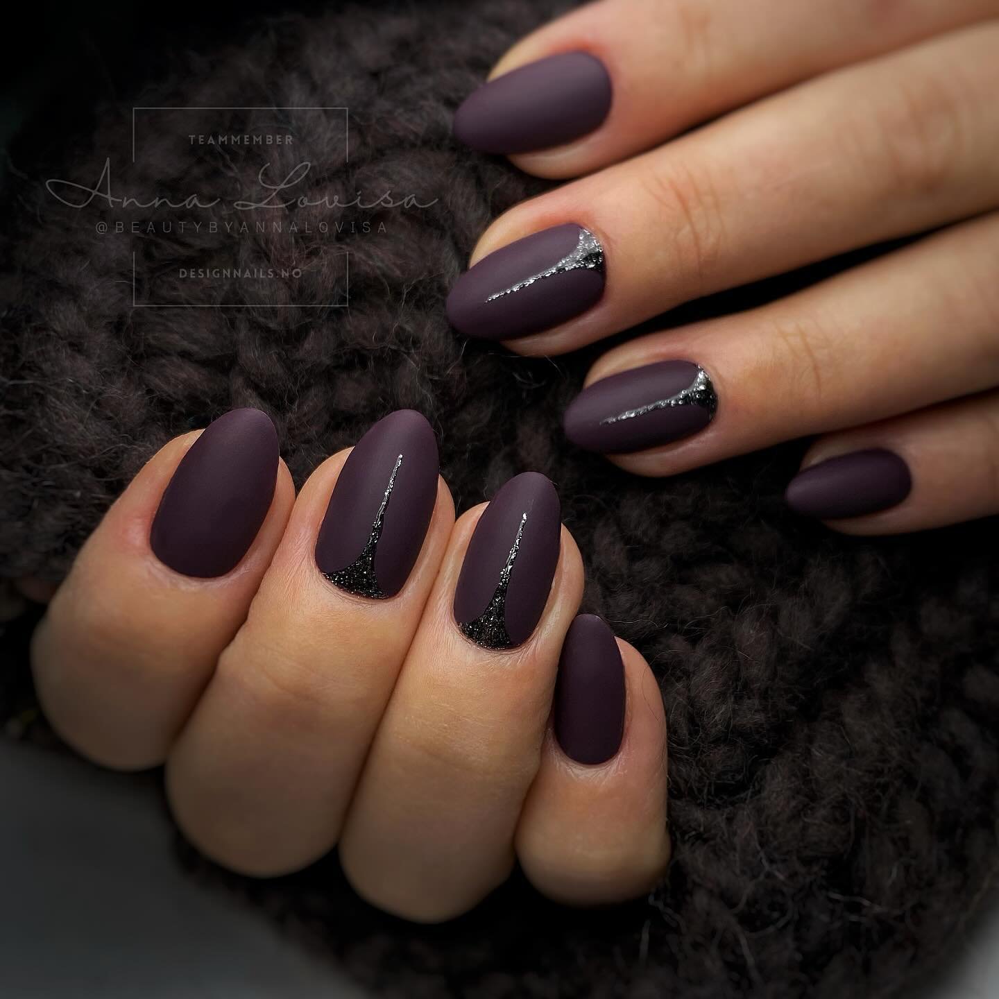 Matte Dark Plum Rounded Nails