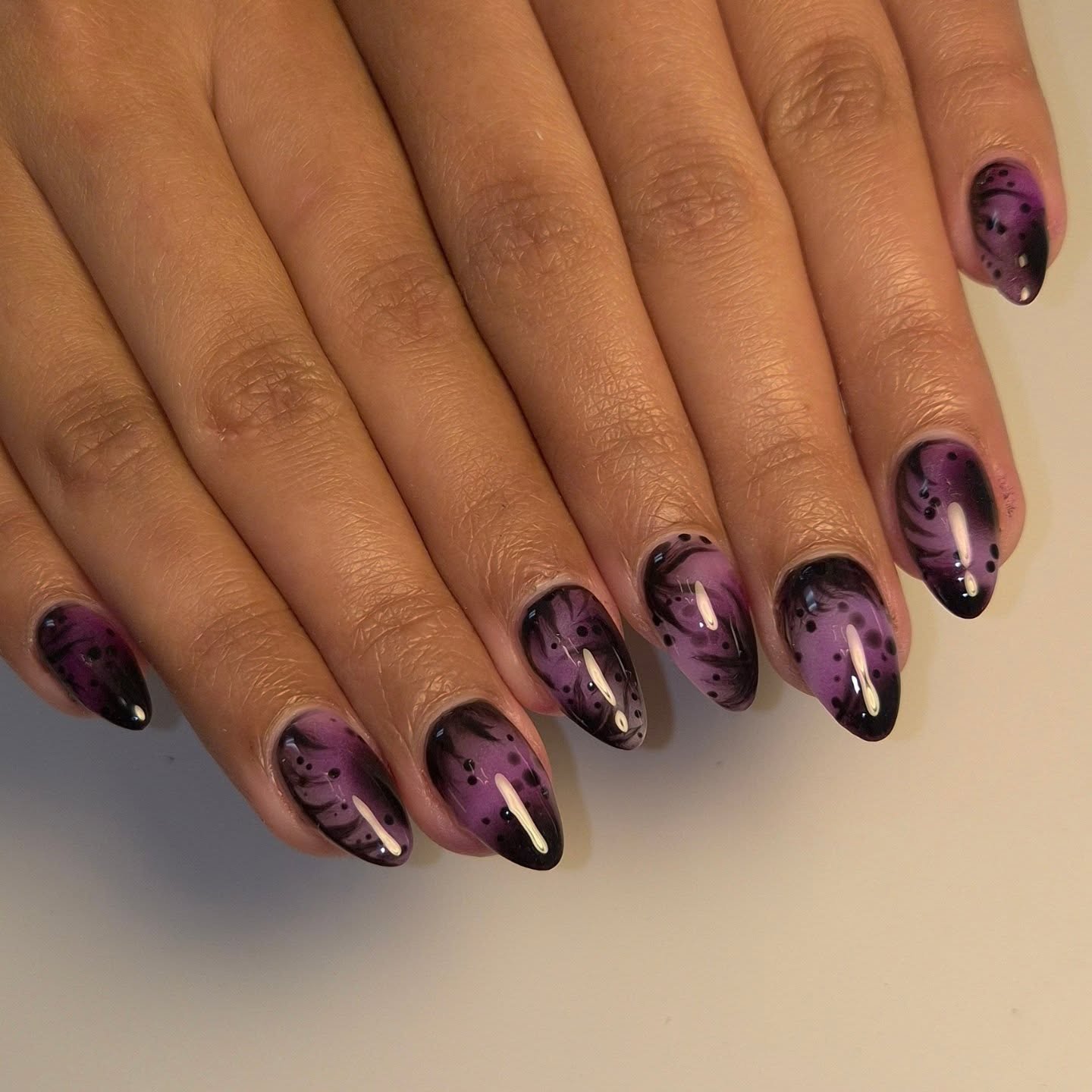 Long Lavender-Purple Stiletto Nails with 3D Floral Details