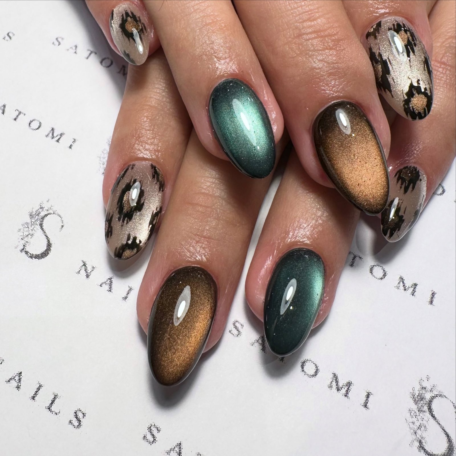 Multicolored Metallic Oval Nails