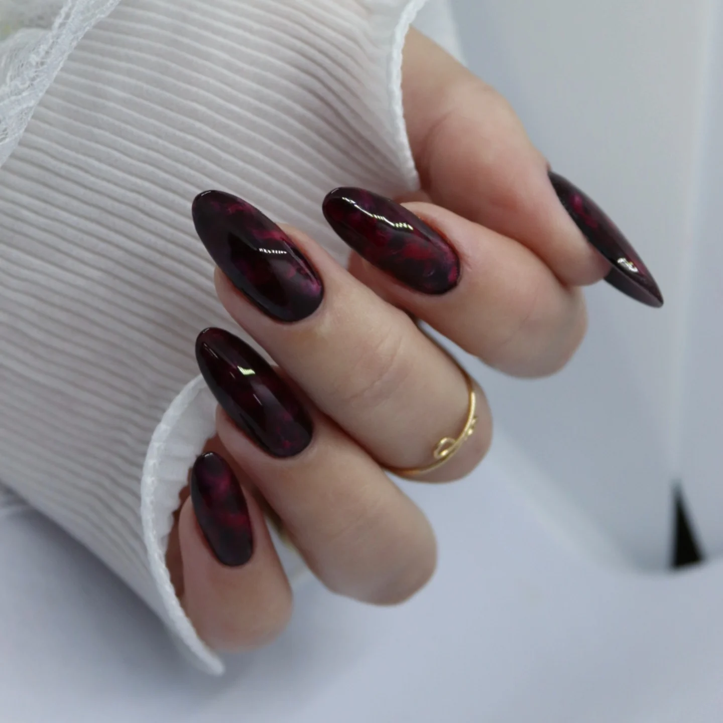 Dark Burgundy Nails with Subtle Gloss
