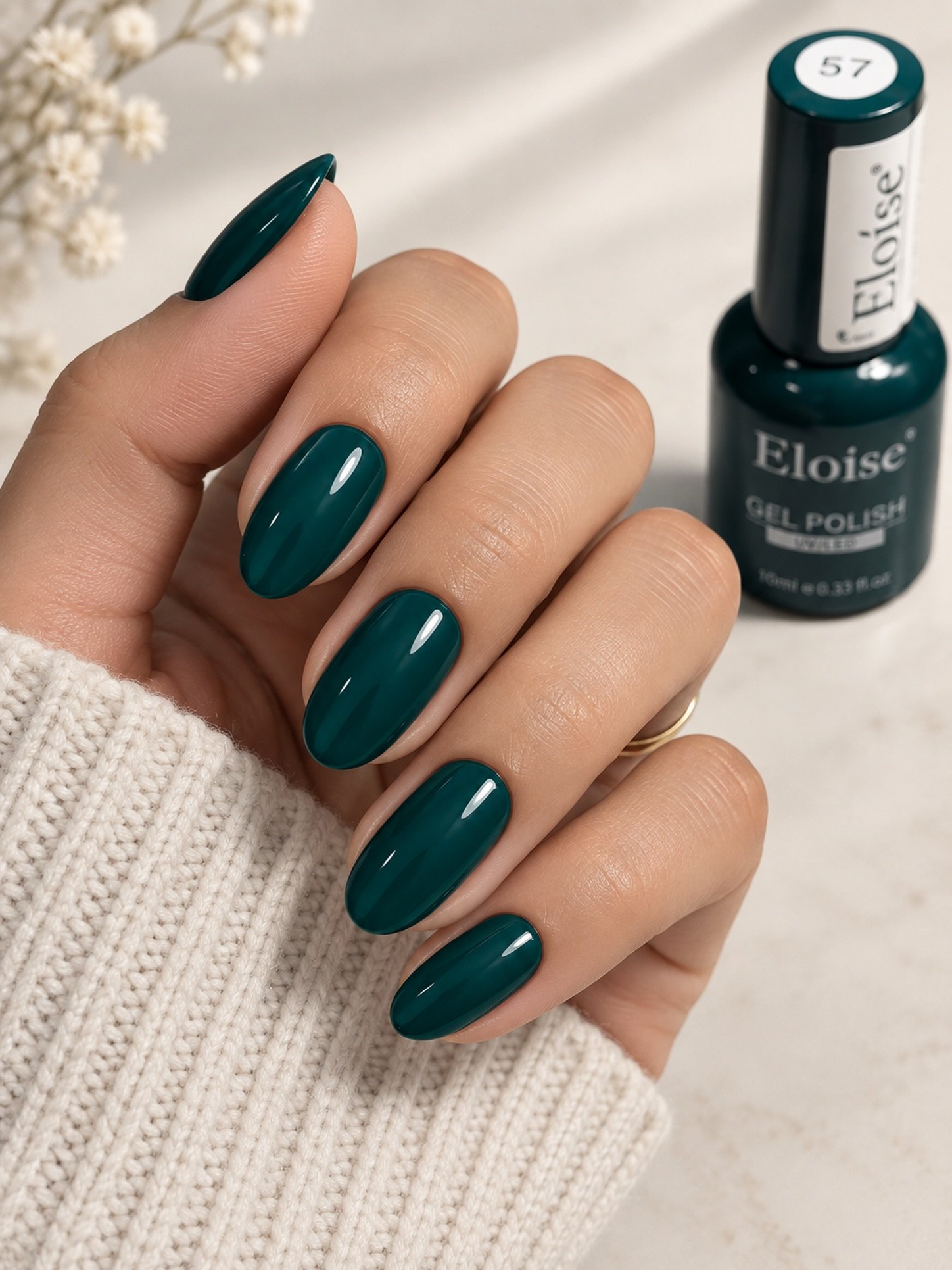 Deep Teal Oval Nails