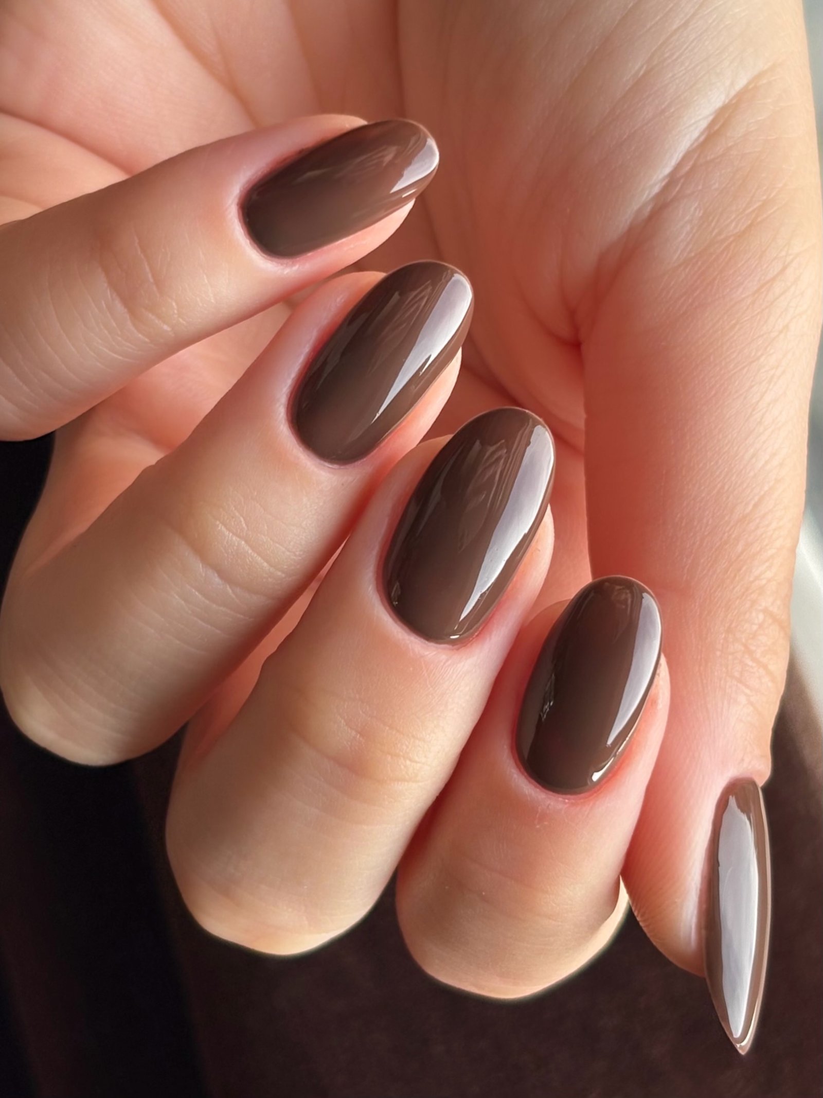 Taupe and Brown Short Almond Nails