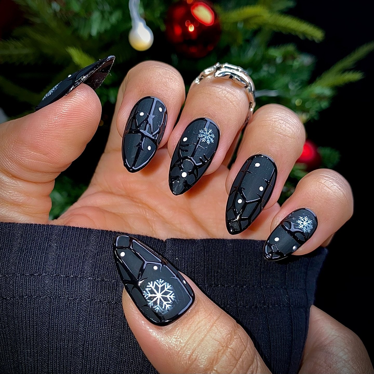 Brown Almond Nails with Glossy Contrast