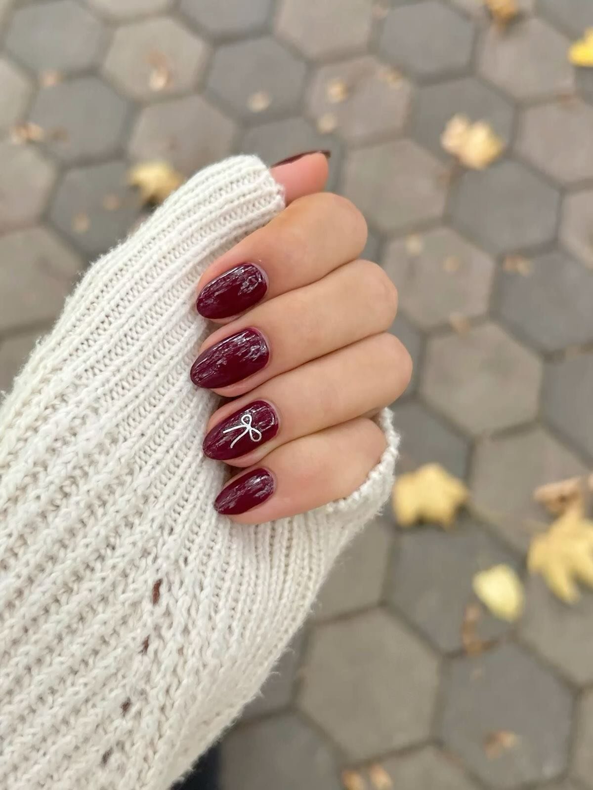 Glossy Burgundy Almond Nails