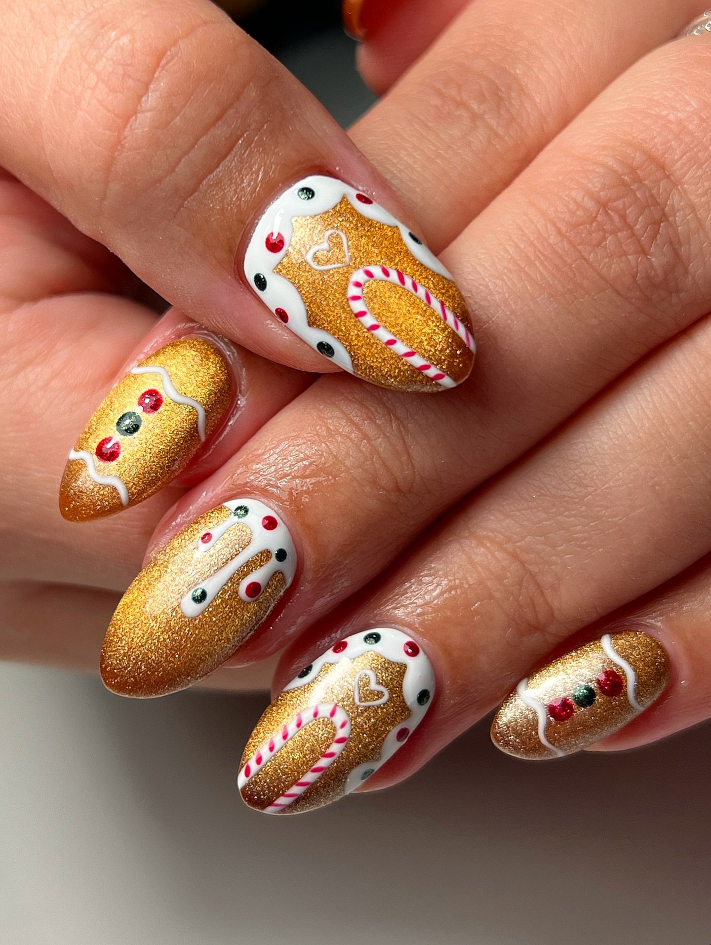 Mustard-Gold and Cream Nails with Tiny Decorative Details