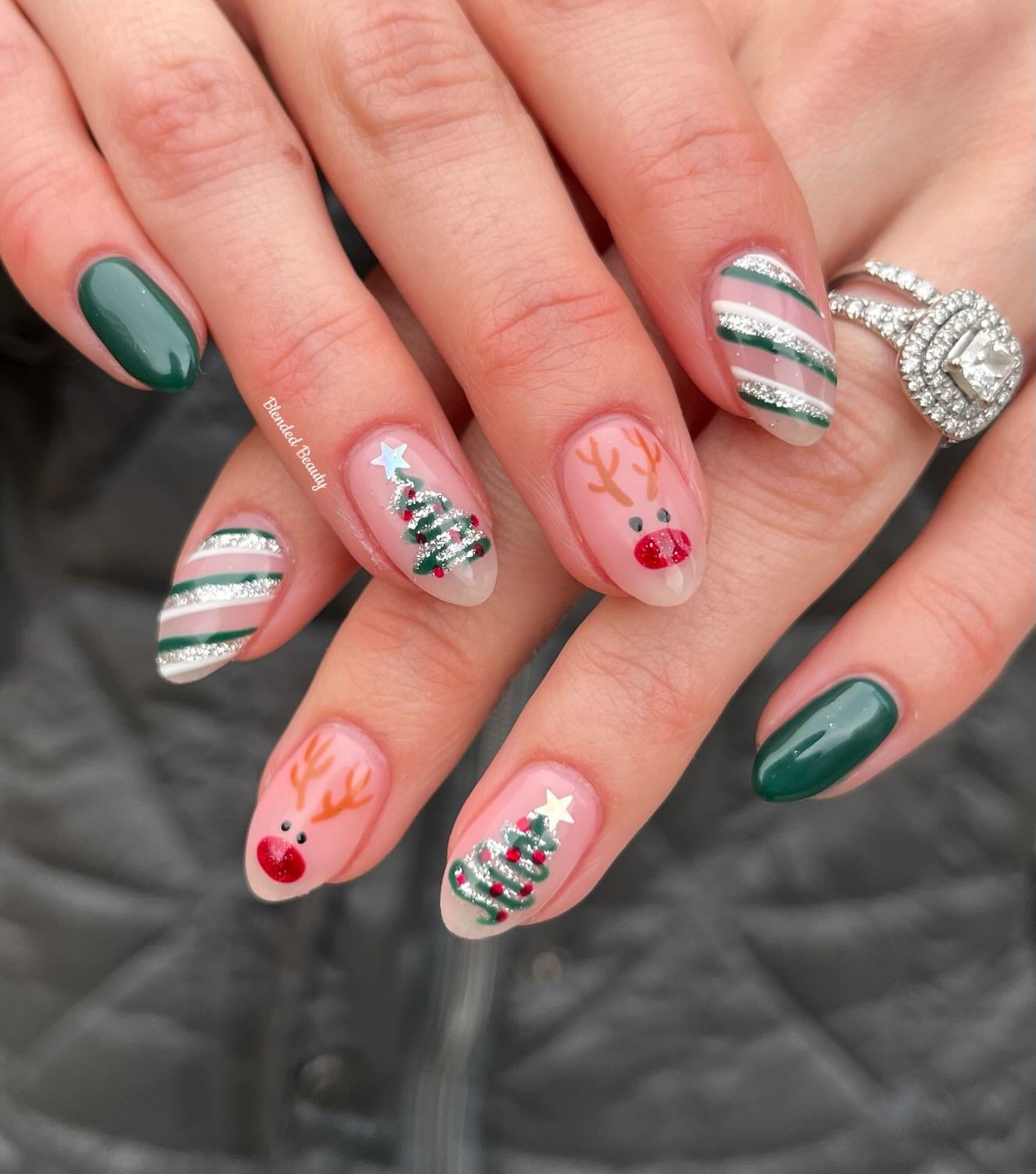 Coral, Pink, Mint, and Green Festive Nails