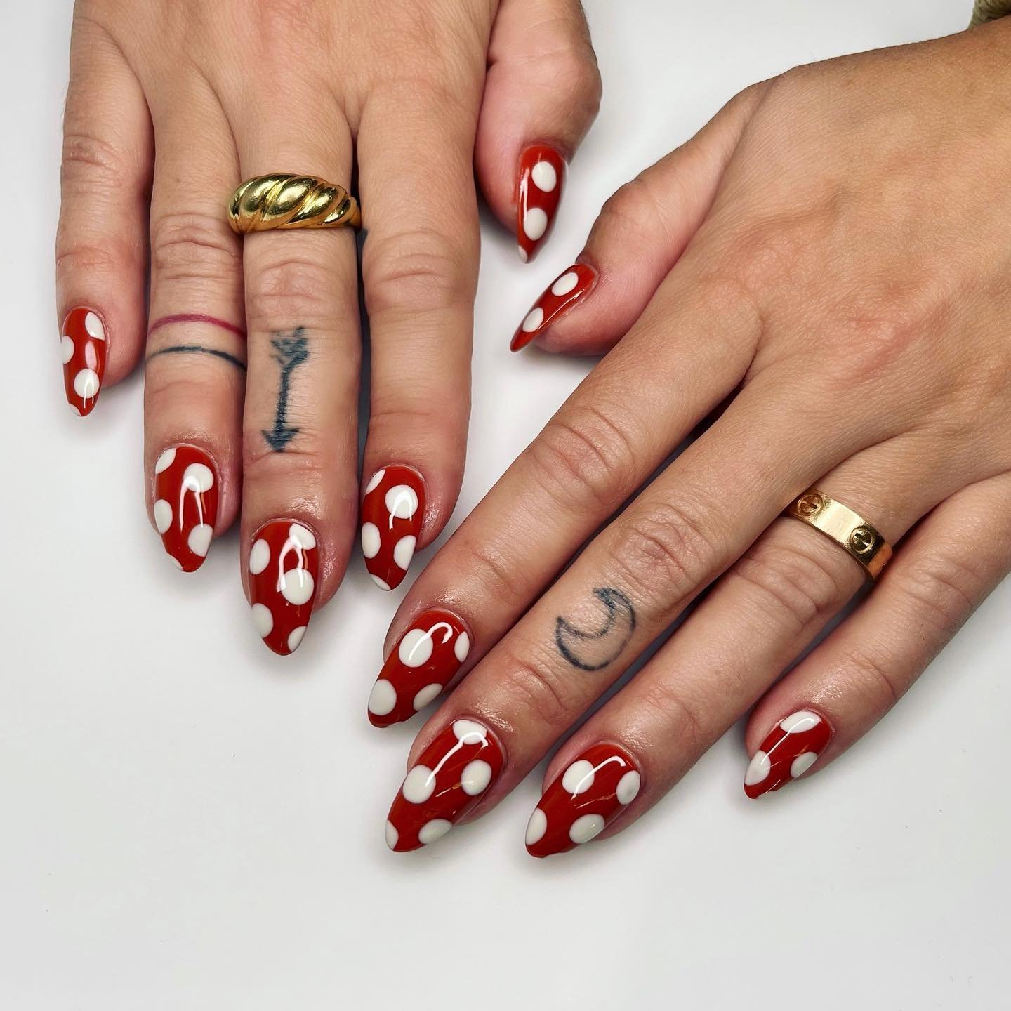 Red and White Holiday-Inspired Nail Art