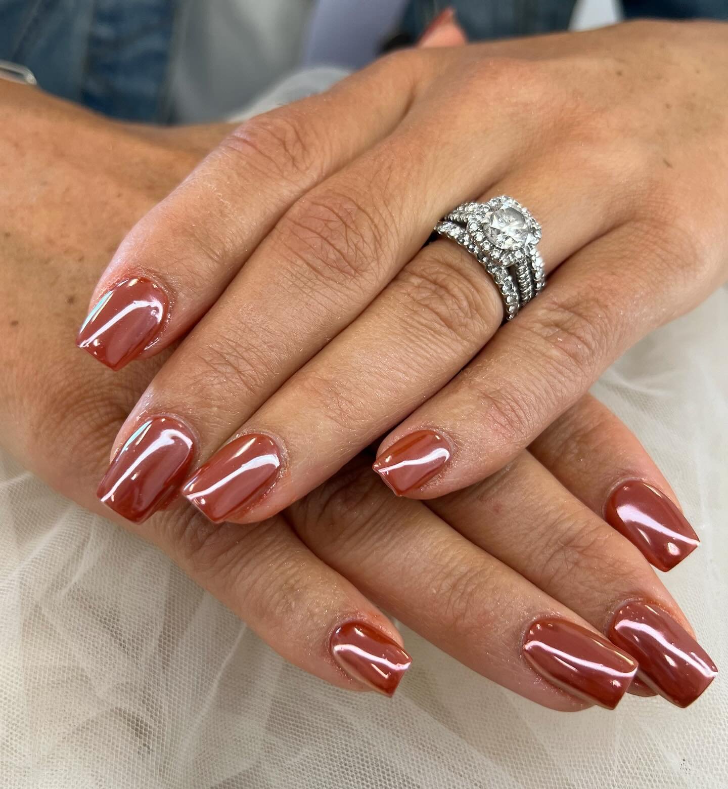 Short Brown French-Tip Nails