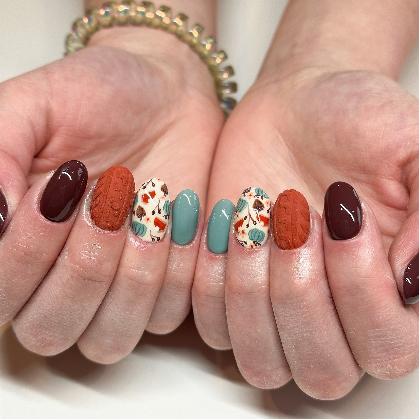 Teal and Brown Fall Mix with Floral Accents