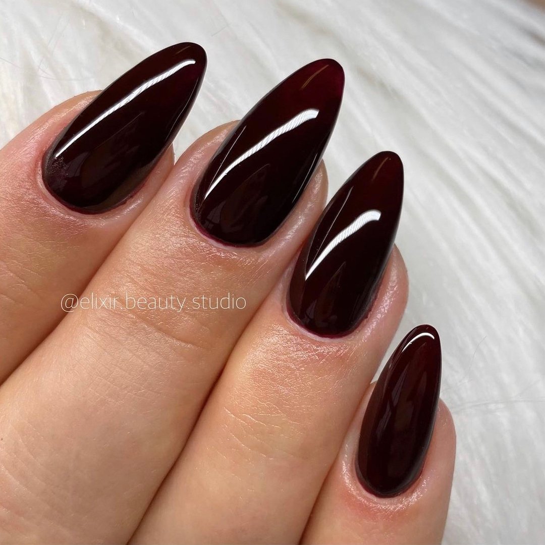 Deep Burgundy Stiletto Nails