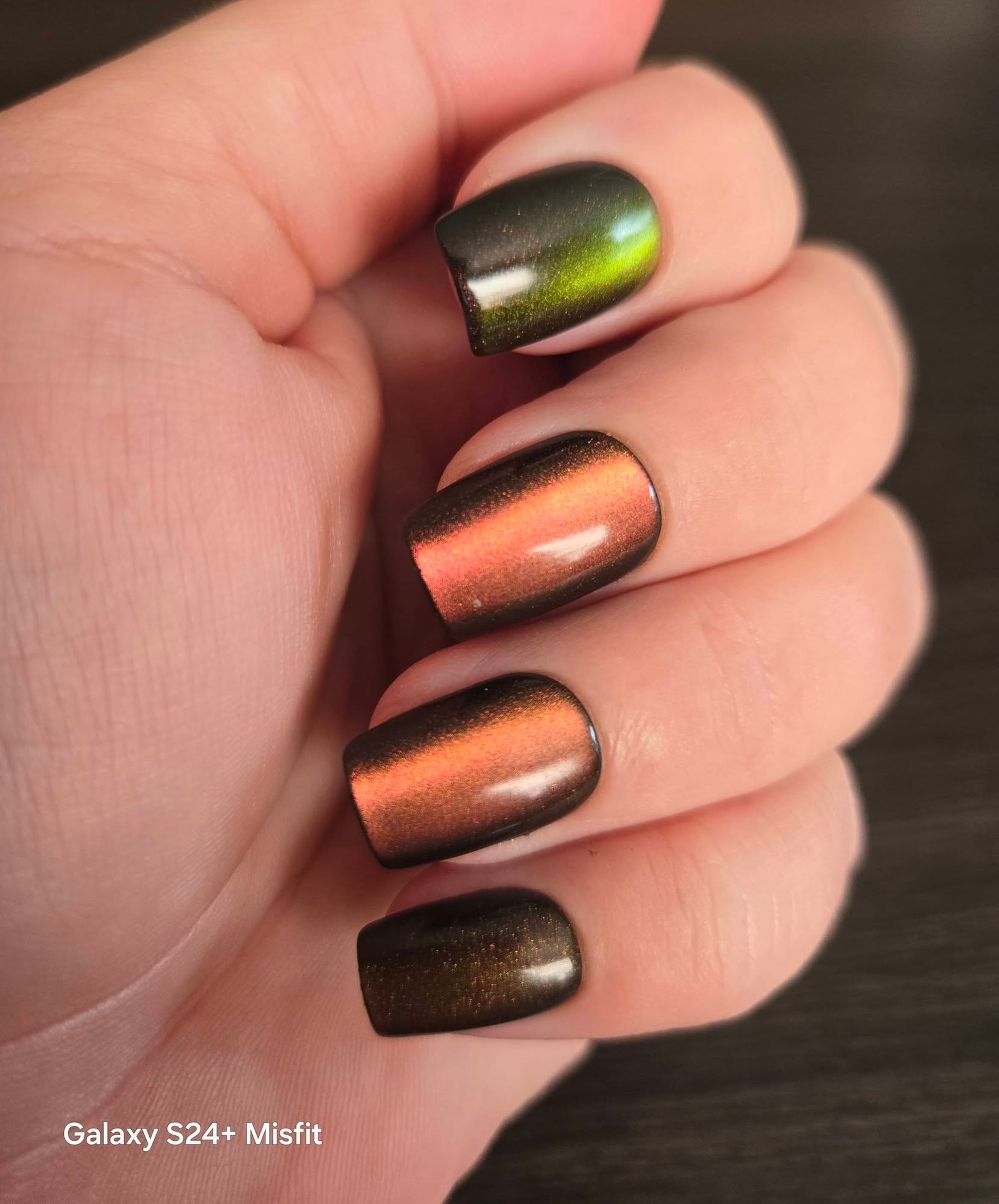 Green, Copper and Black Metallic Nails