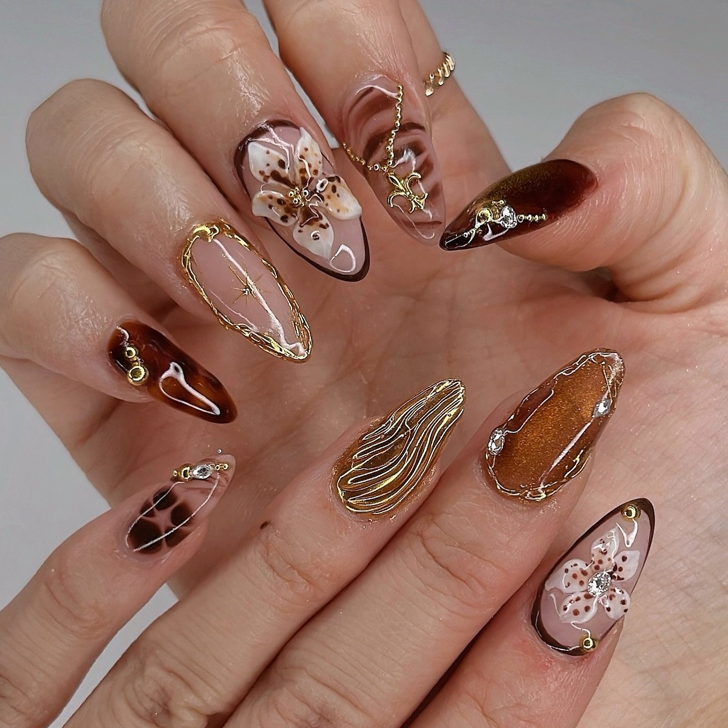 Orange French Tips with Textured Accents