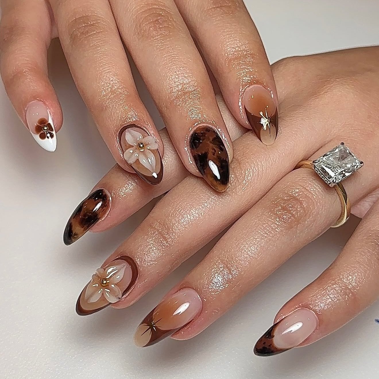 Orange and Brown Leaf Nail Art