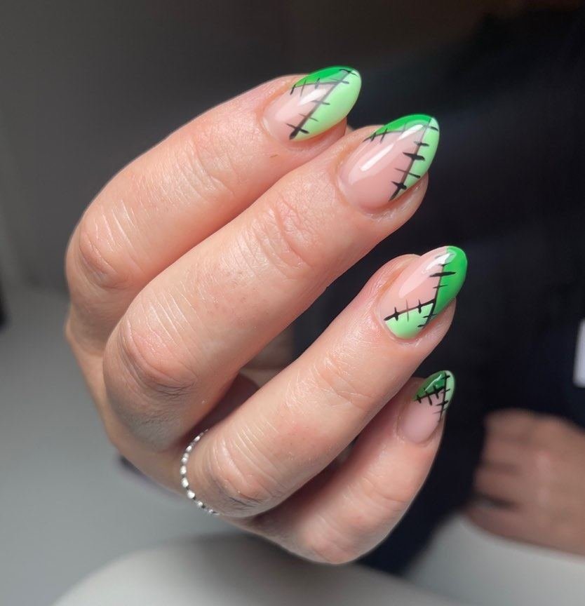 Green French Tips with Black Stitch Details — CjZ6Mb4MpSaHannah Flanagan.jpg