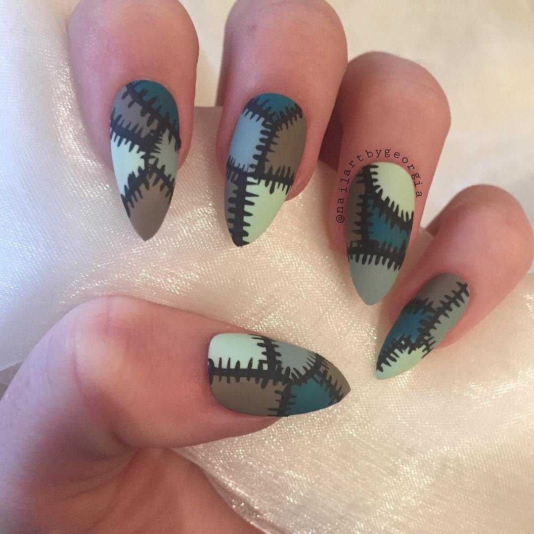 Olive Frankenstein Nails with Dark Stitching — BKAoOfhhOUTGeorgia.jpg