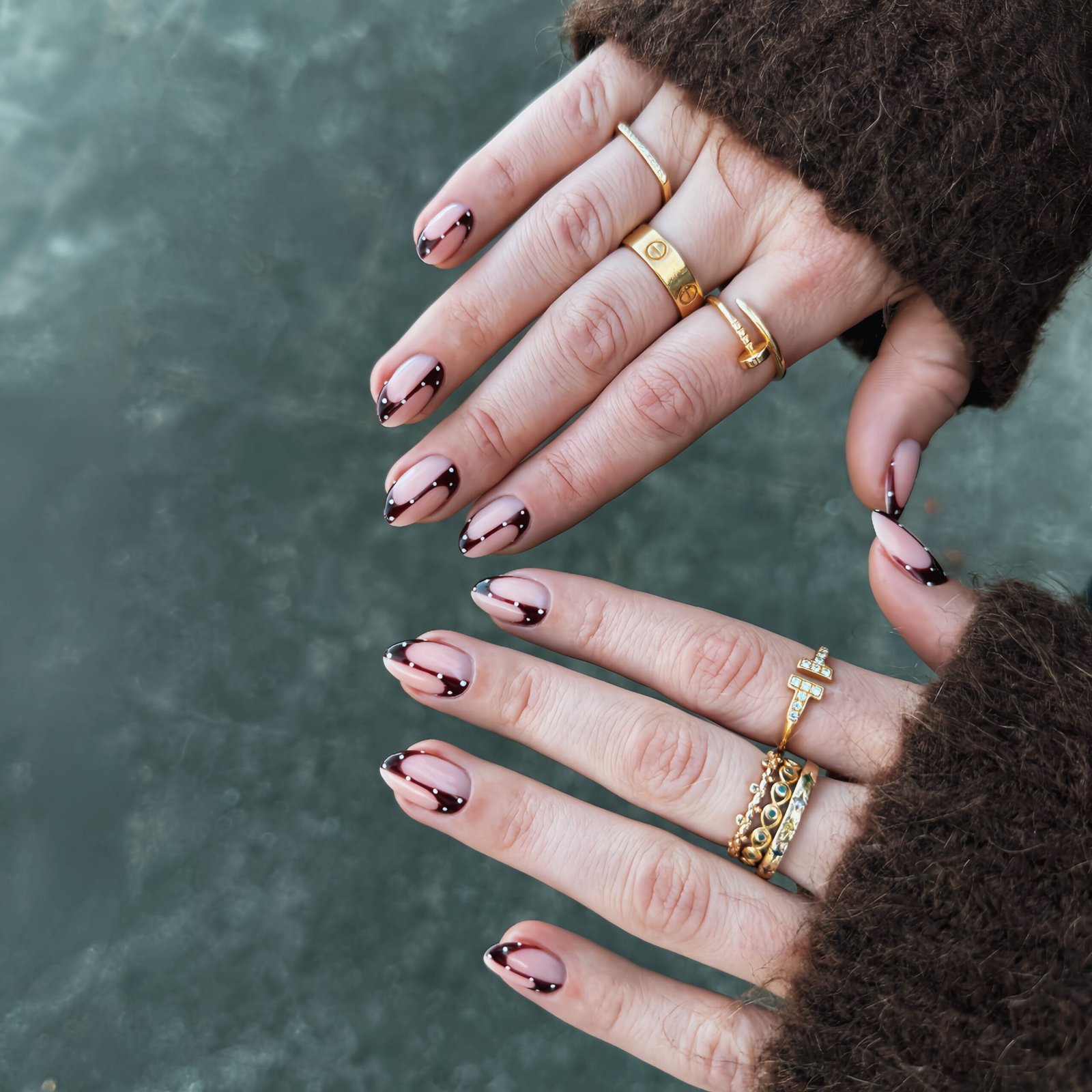 Minimal Nude Nails with Chocolate Brown Tips