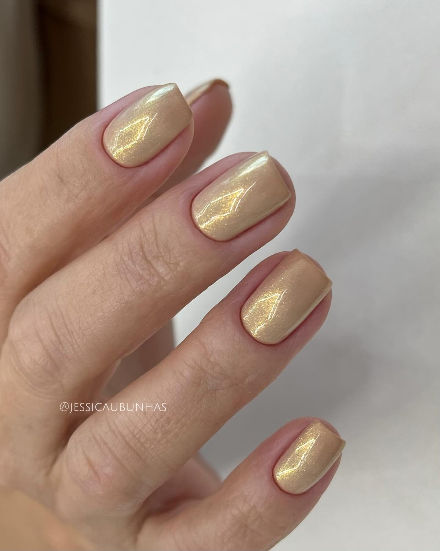 Soft Gold Chrome on Medium Squared Nails