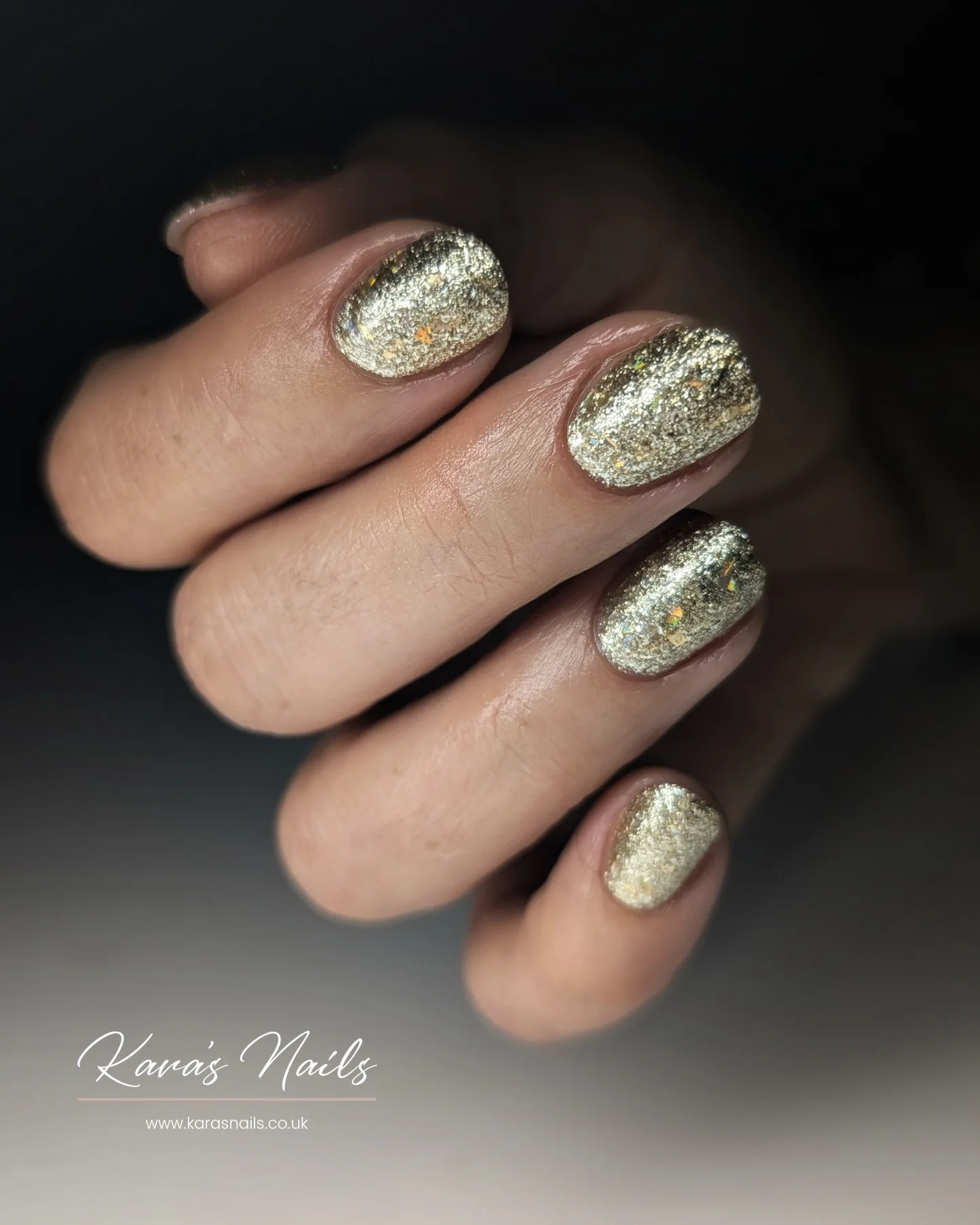 Champagne Gold Glitter Short Nails