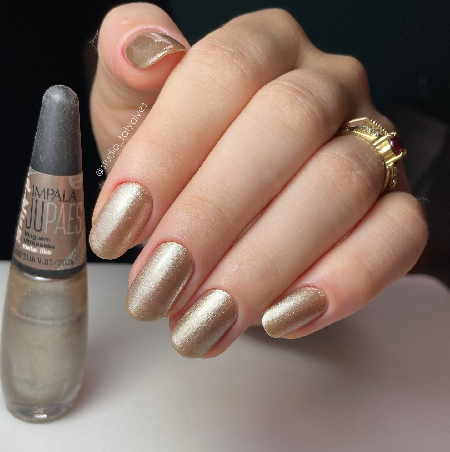 Soft Metallic Champagne Nails