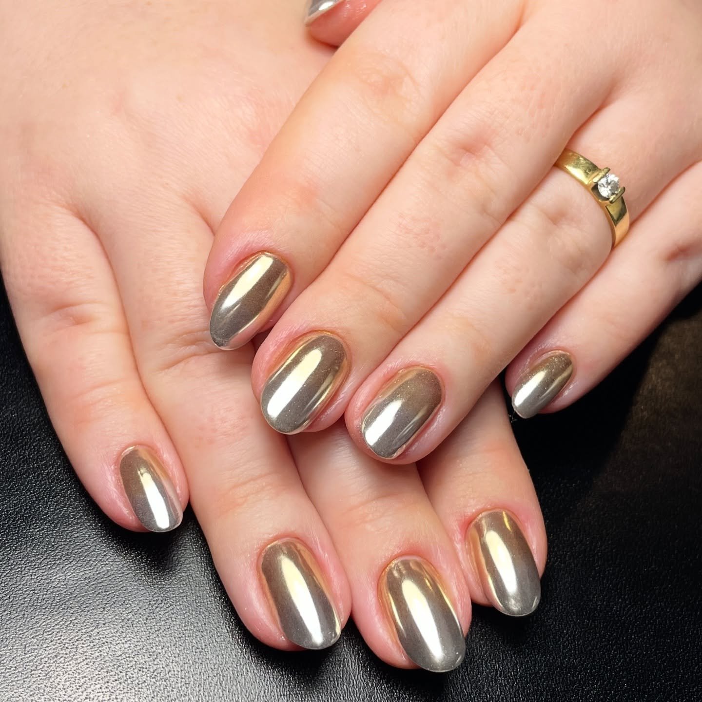 Chrome Gold Oval Nails