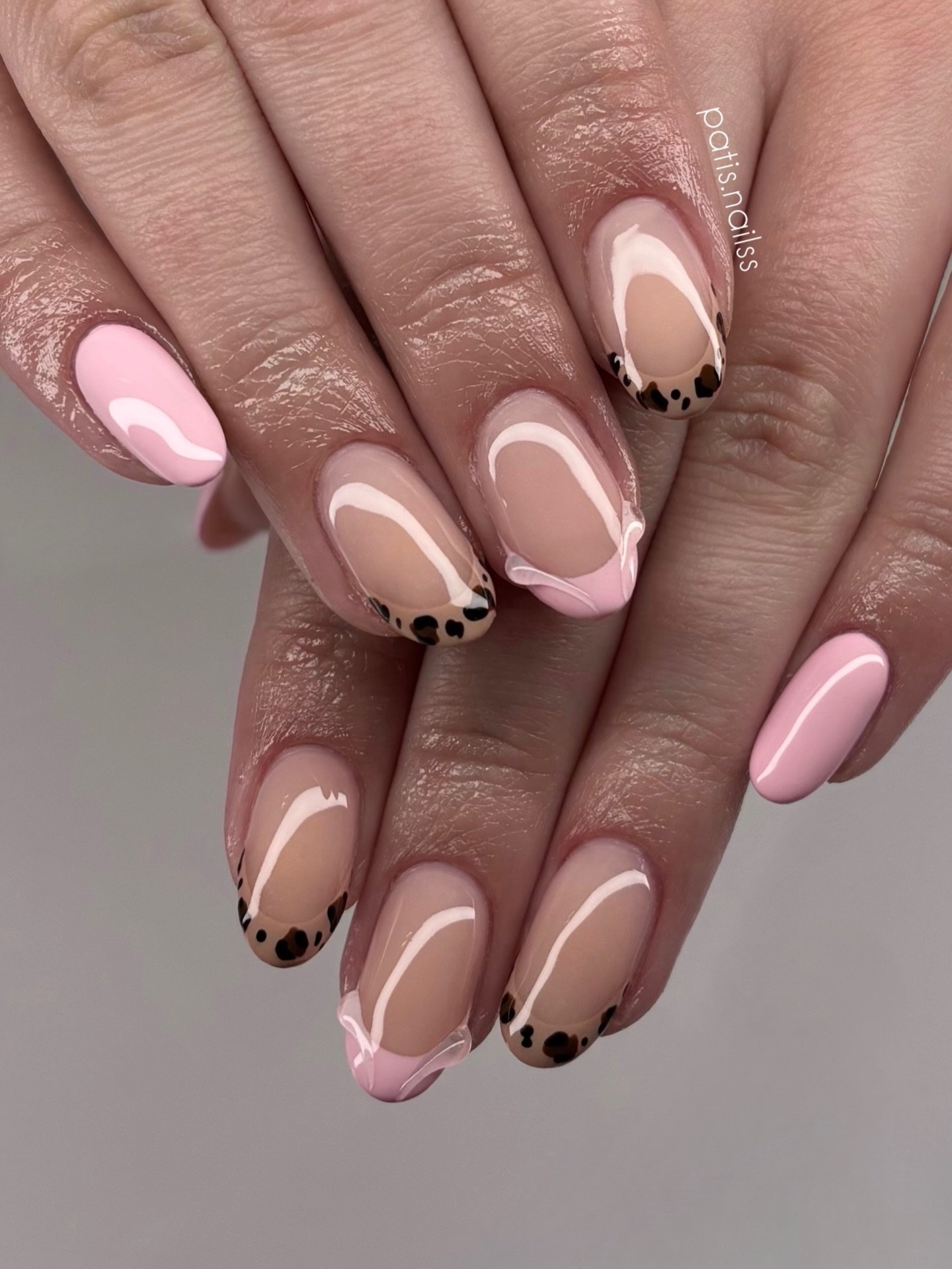 Pink and Nude French Leo Tips