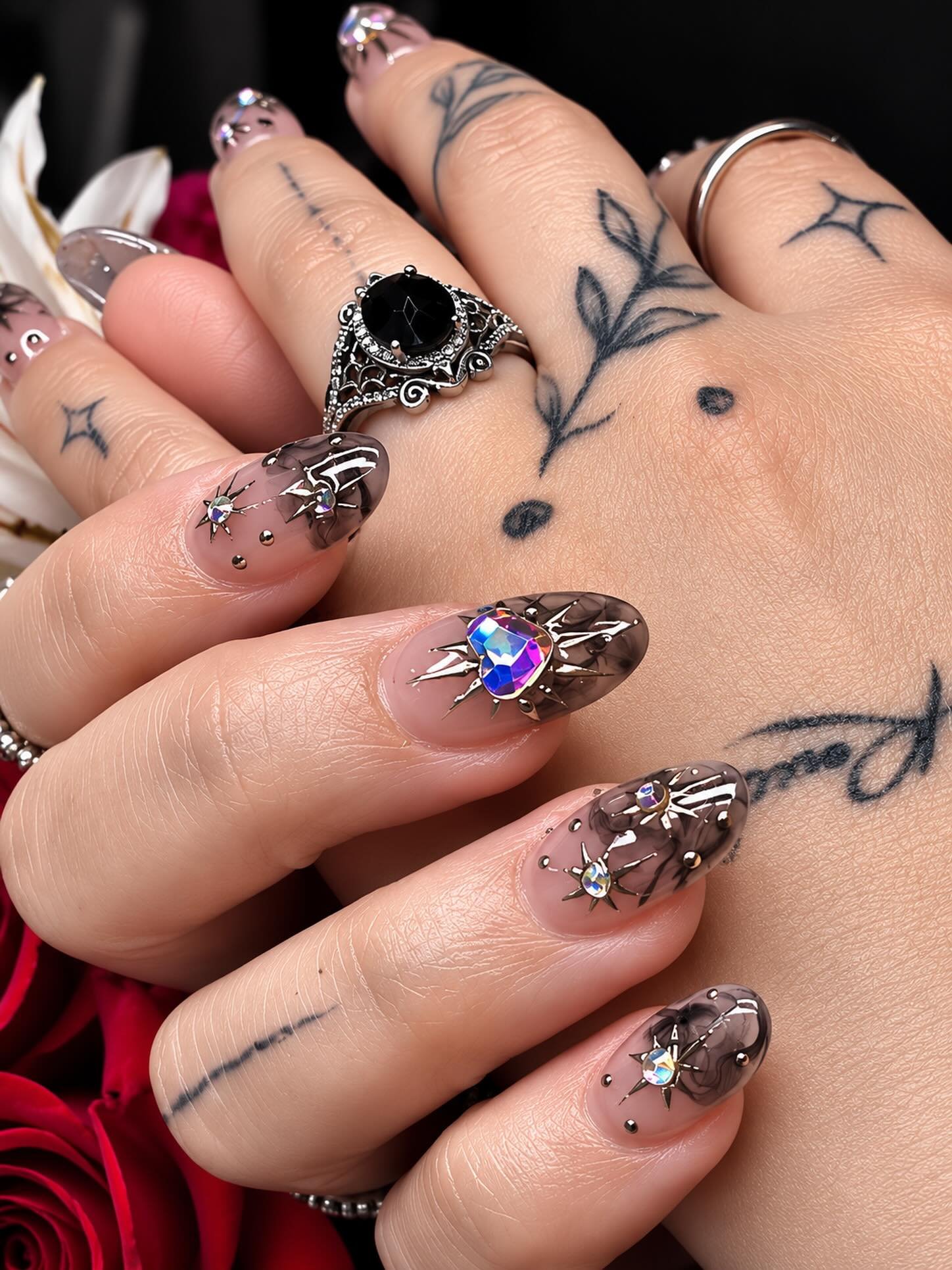 Pink and White Nails with Pearl-Like Texture