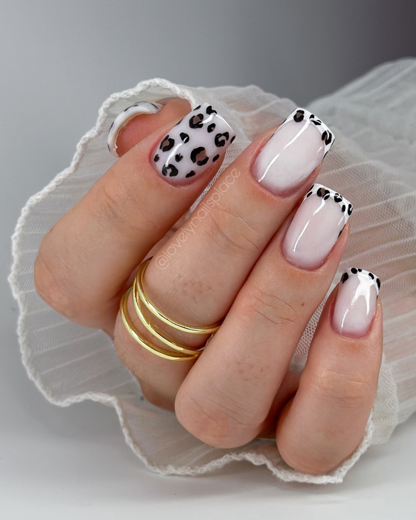 Pink, Nude, and Leopard Almond Nails
