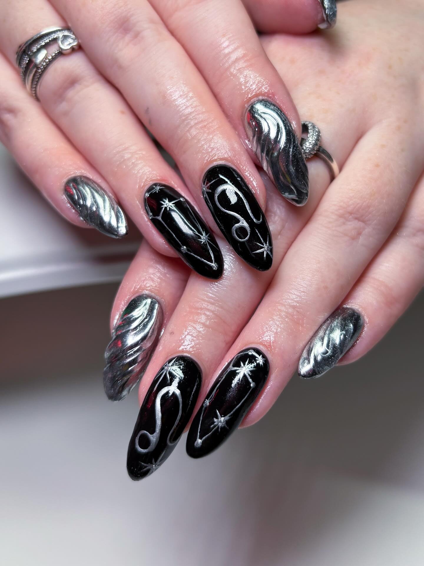 Pink 3D Flower and Leo Nails
