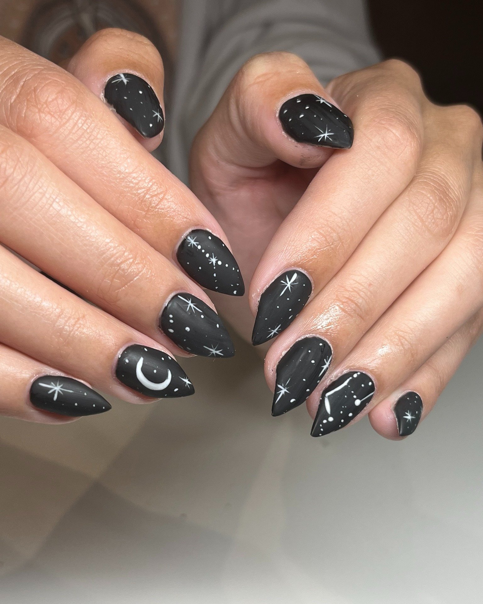 Charcoal Gray Nails with Subtle Sparkle