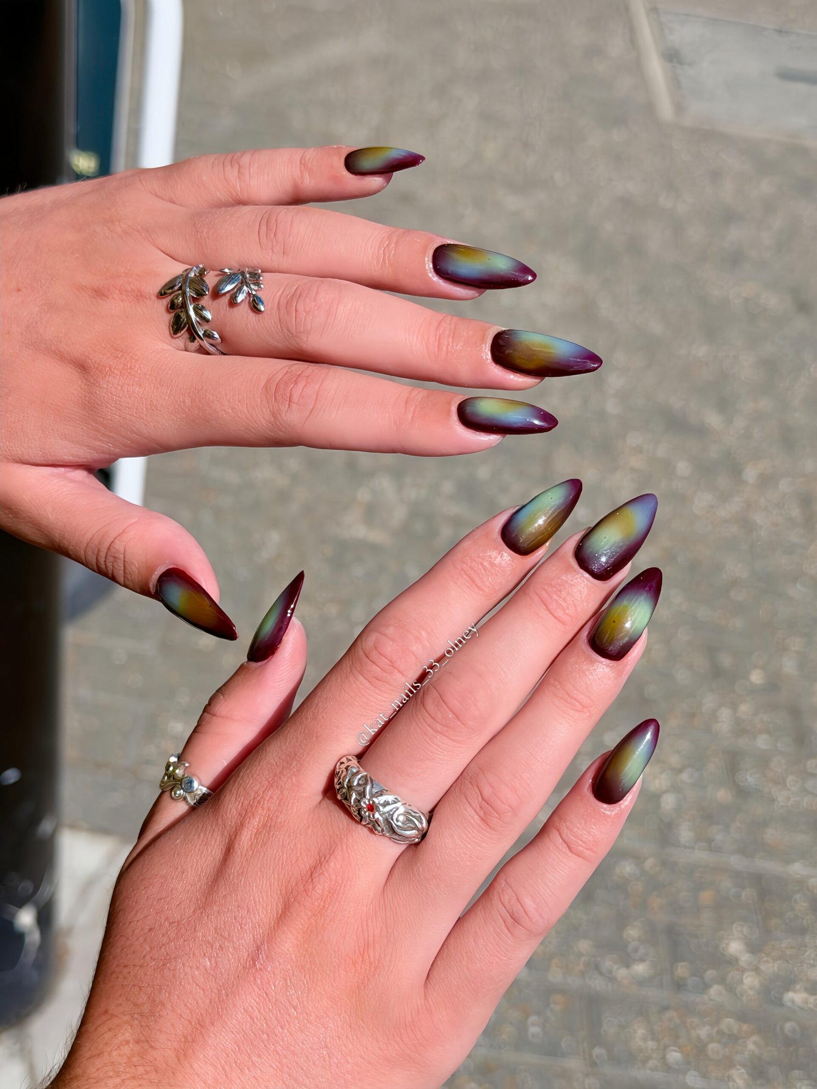 Long Iridescent Multicolor Stiletto Nails