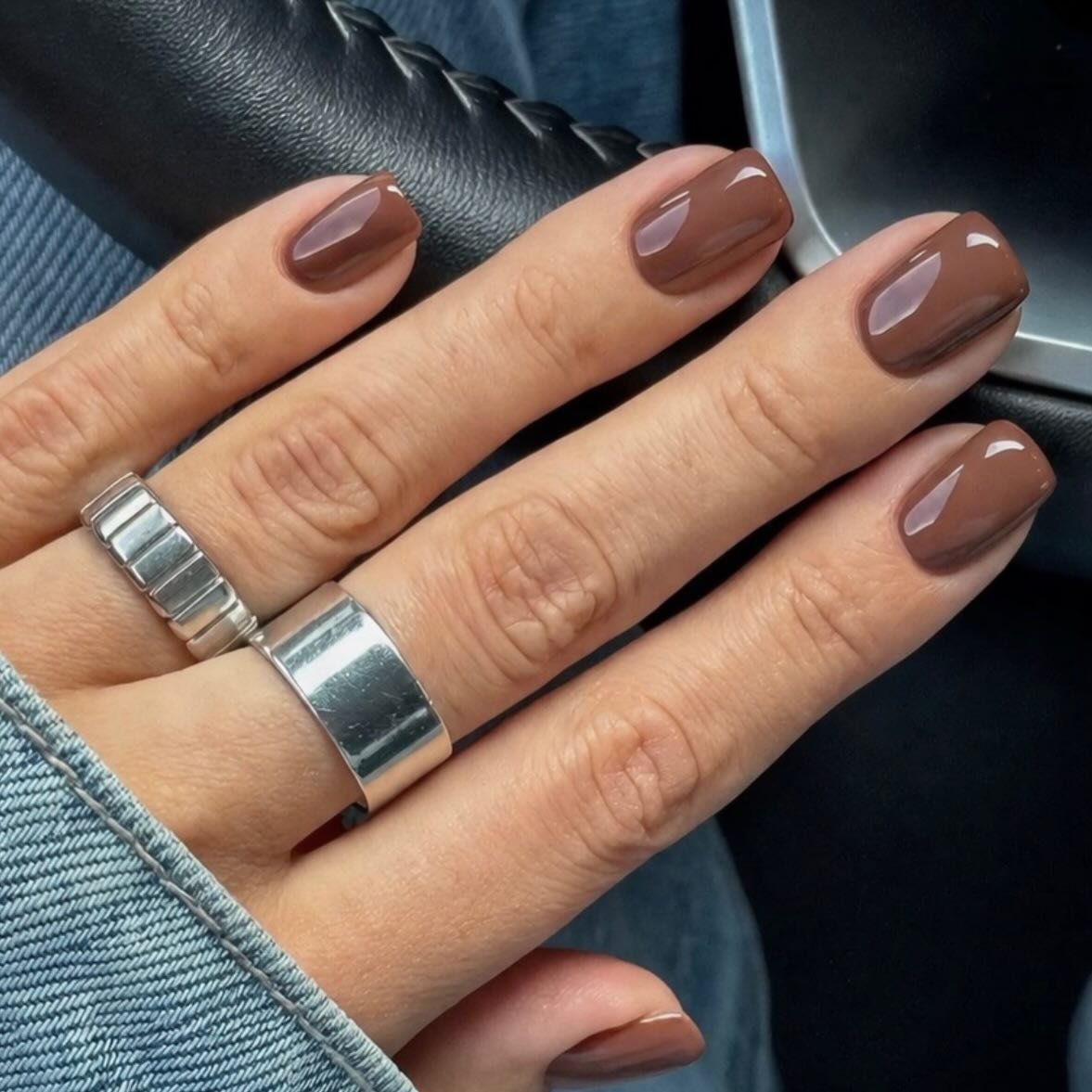 Dark Brown Almond Nails