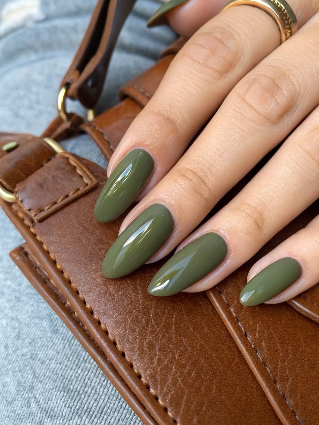 Mixed Green Almond Nails