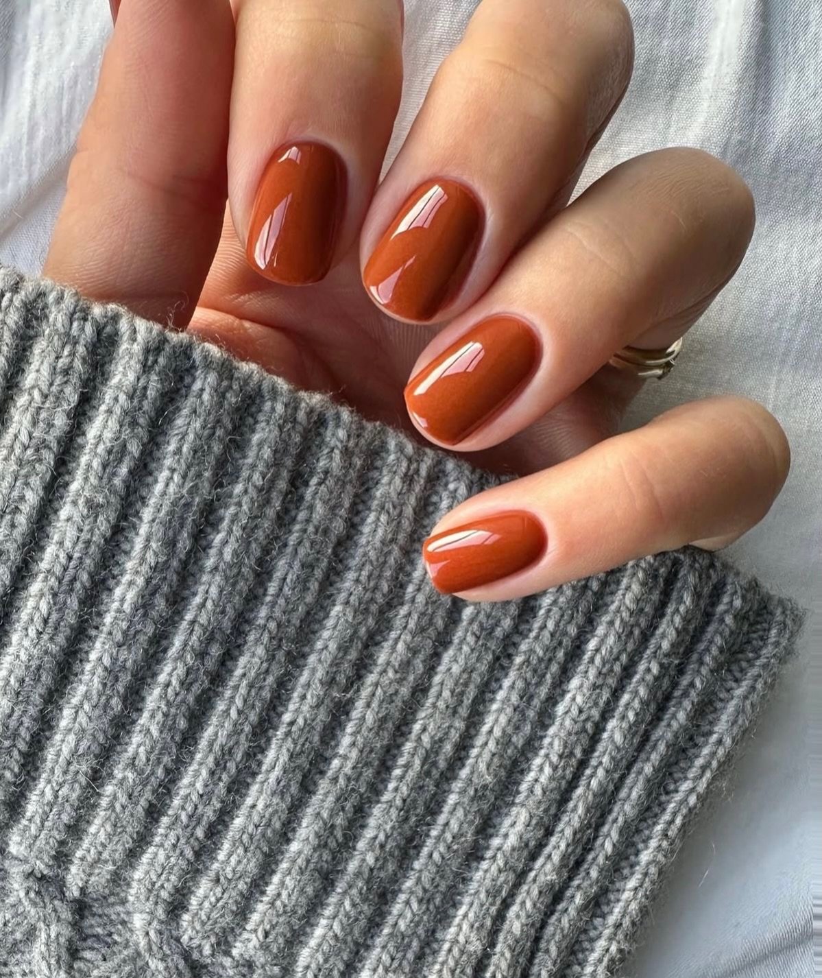 Burnt Orange Oval Nails